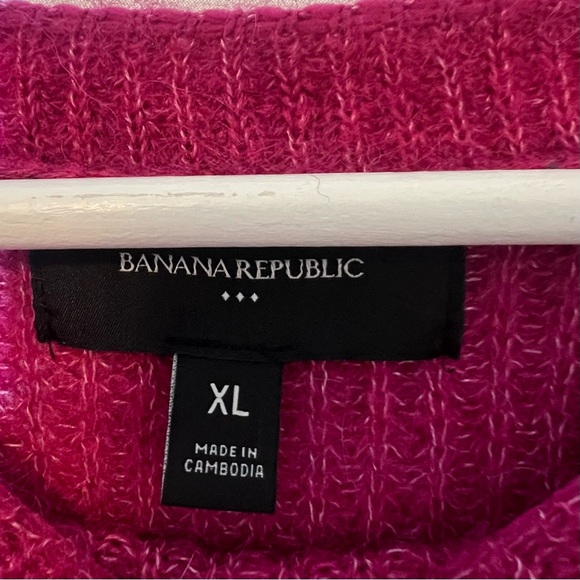 Banana Republic Women fuschia Magenta Crew Neck Sweater XL/TG Wool Alpaca blend - Picture 3 of 8